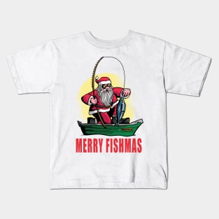 Merry Fishmas Santa Claus Fishing Kids T-Shirt